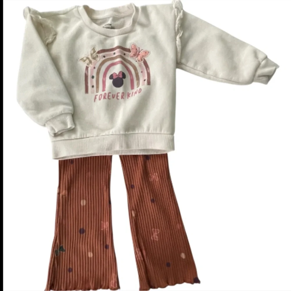 Disney Minnie Sweatshirt and Brown Pants Set - Picture 1 of 10